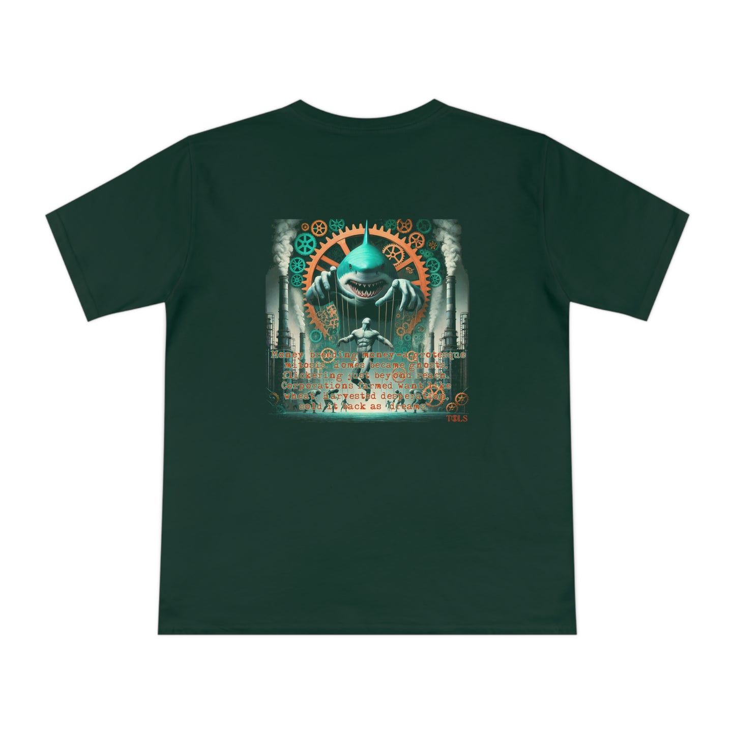 Harvested Hunger Unisex T‑Shirt Bottle Green by TOLS – ethically made from organic cotton.