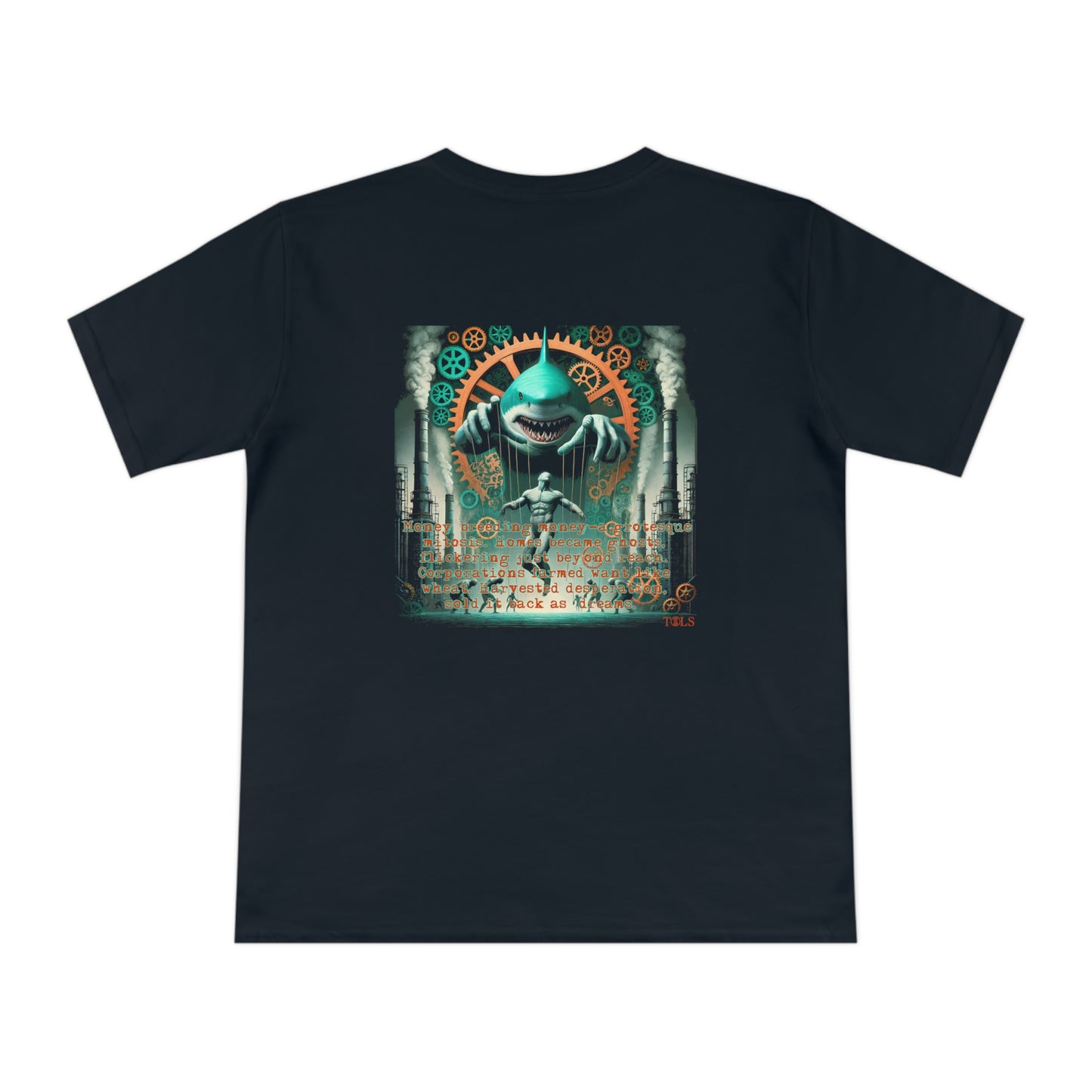 Harvested Hunger Unisex T‑Shirt Navy Blue by TOLS – ethically made from organic cotton.