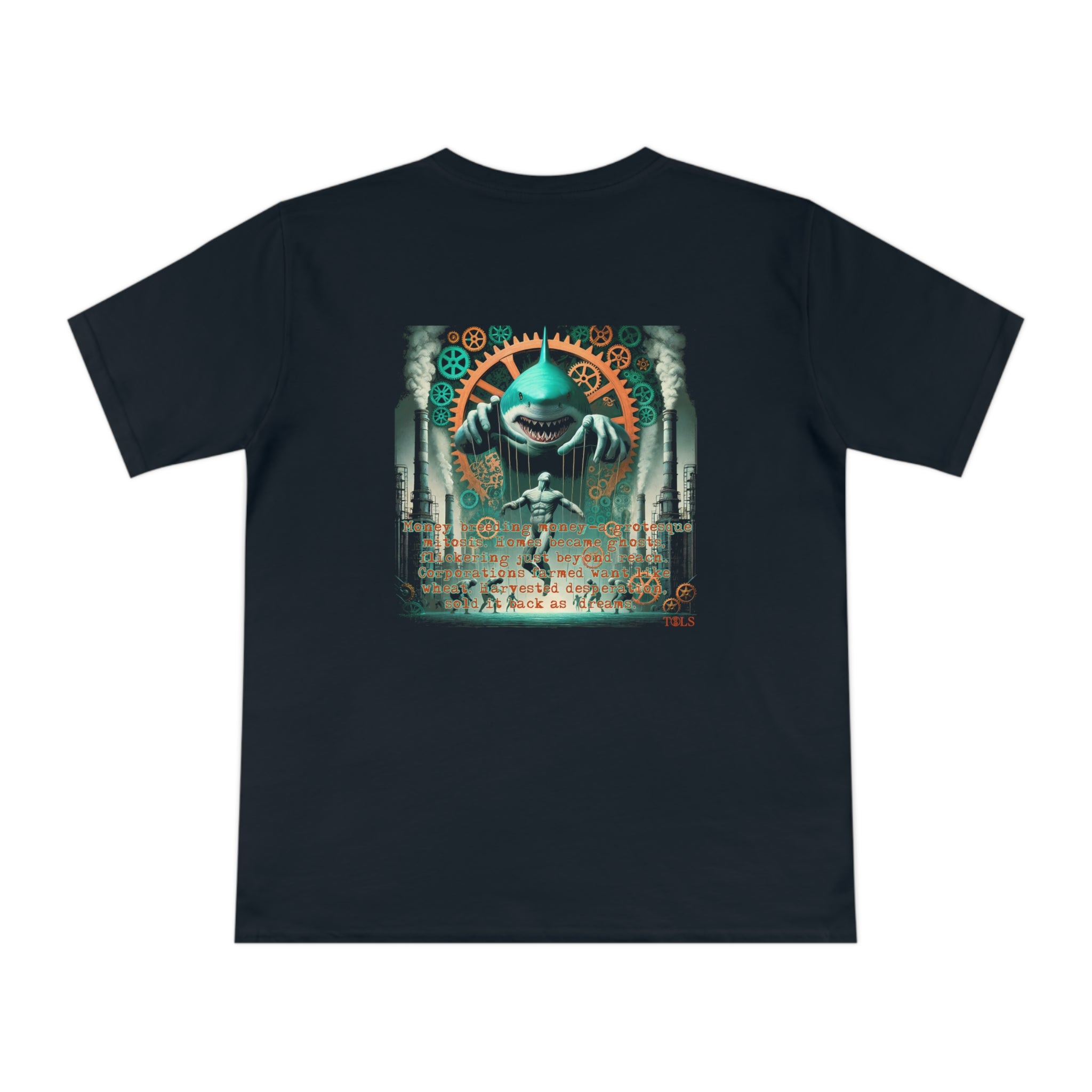 Harvested Hunger Unisex T‑Shirt Navy Blue by TOLS – ethically made from organic cotton.