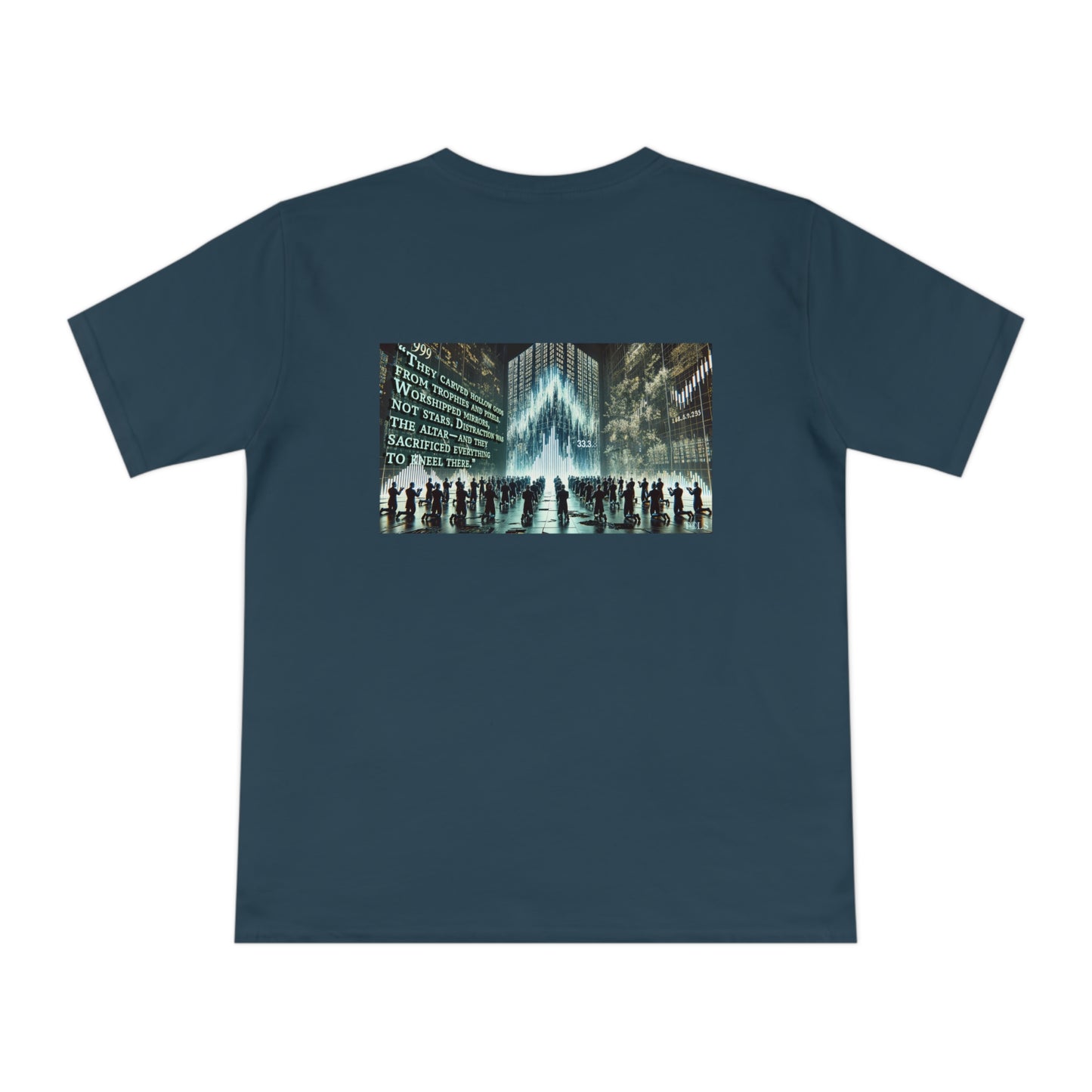Altars of Distraction Unisex T‑Shirt Denim Blue by TOLS – ethically made from organic cotton.
