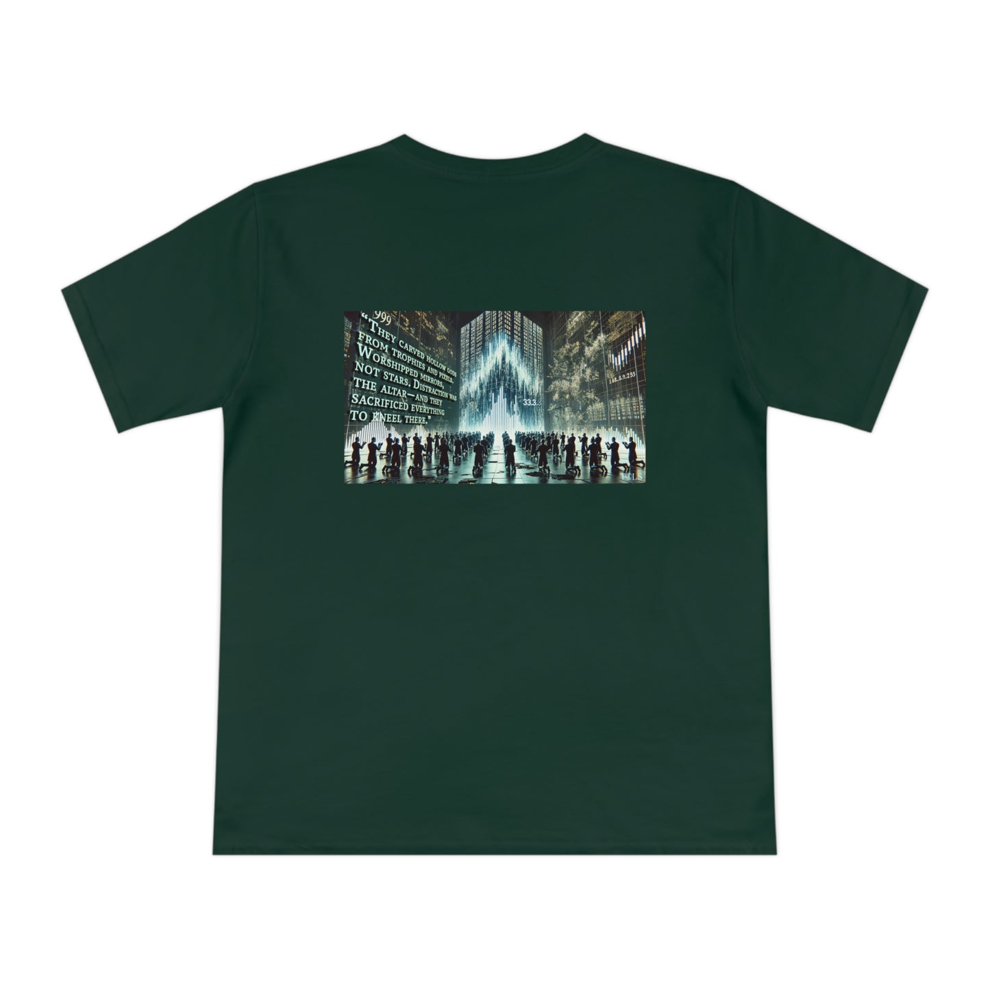 Altars of Distraction Unisex T‑Shirt Bottle Green by TOLS – ethically made from organic cotton.