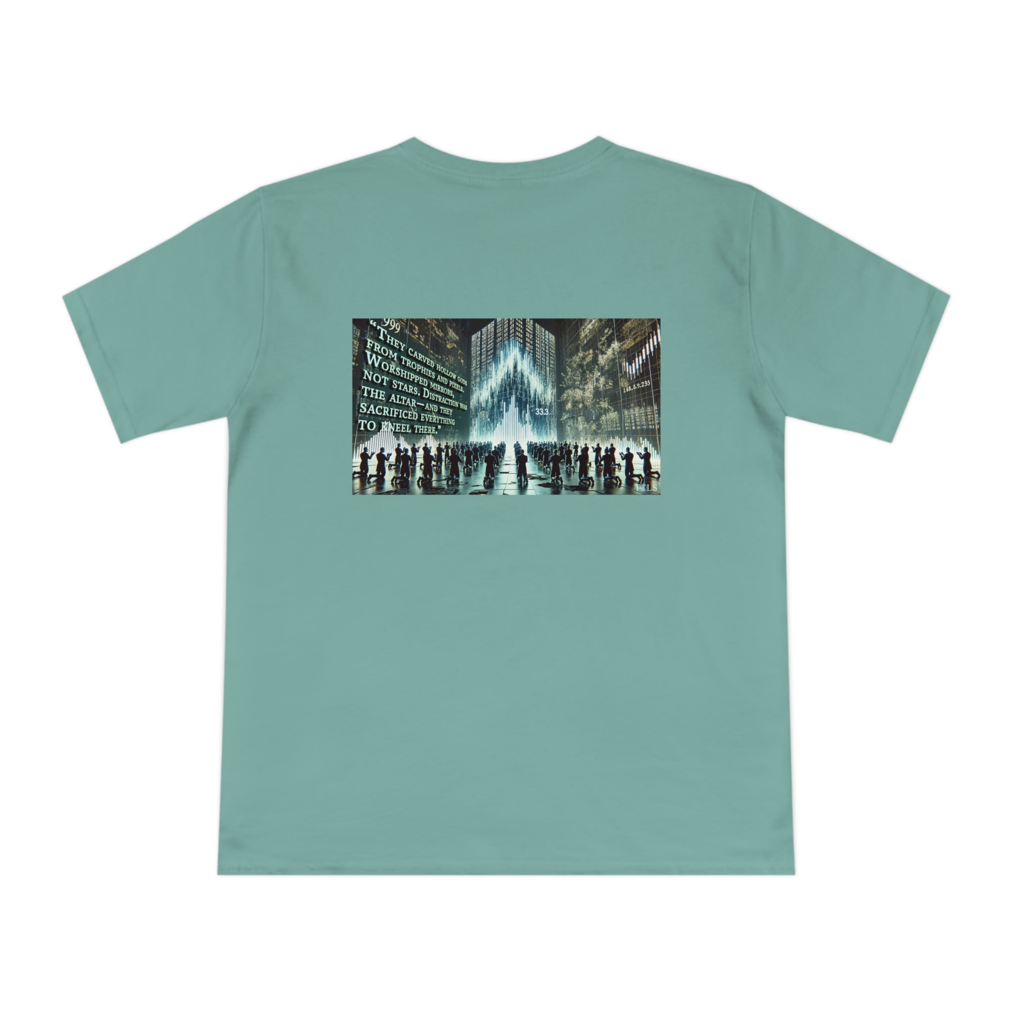Altars of Distraction Unisex T‑Shirt Sage Green by TOLS – ethically made from organic cotton.