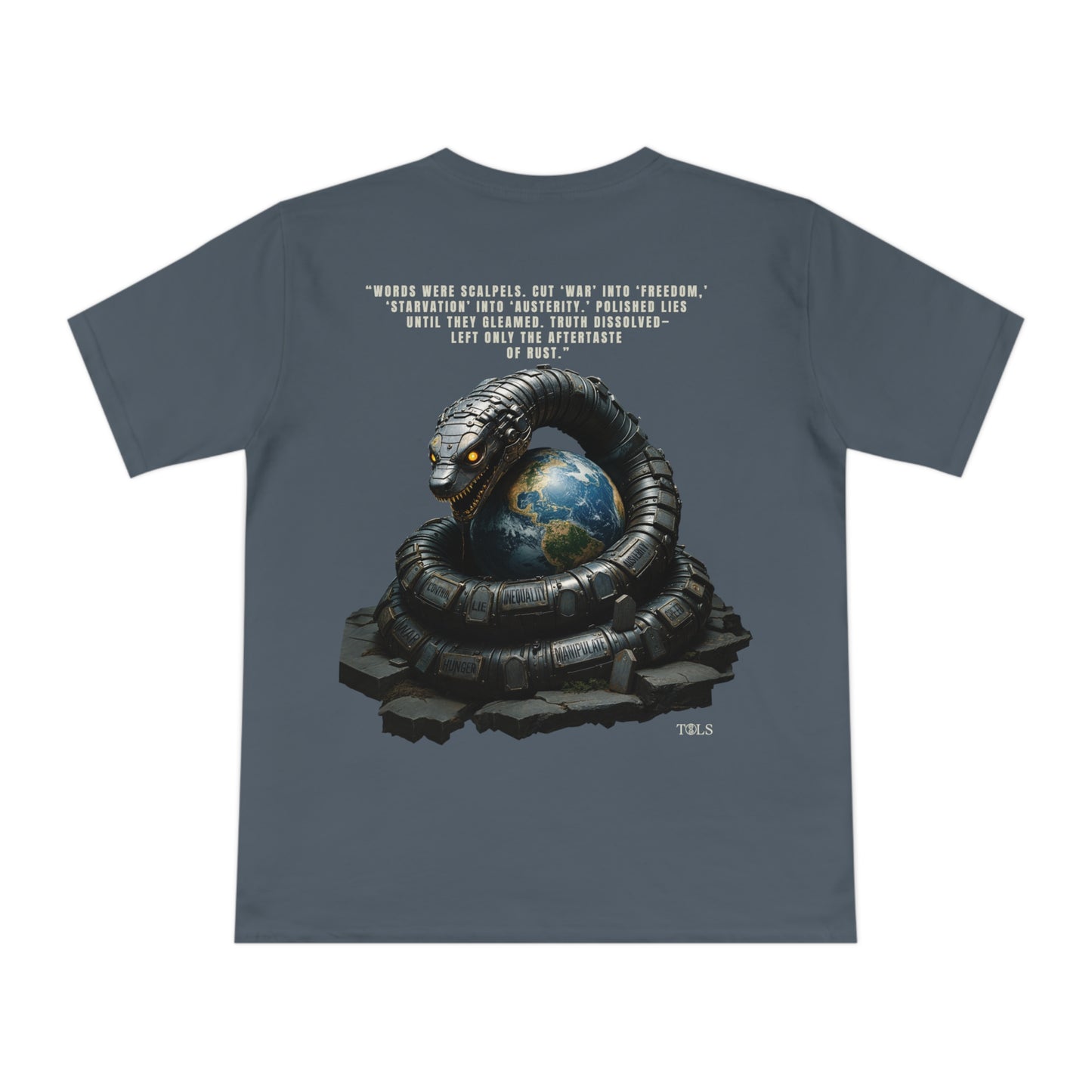 Rust-Tongued Unisex T‑Shirt Dark Grey by TOLS – ethically made from organic cotton.