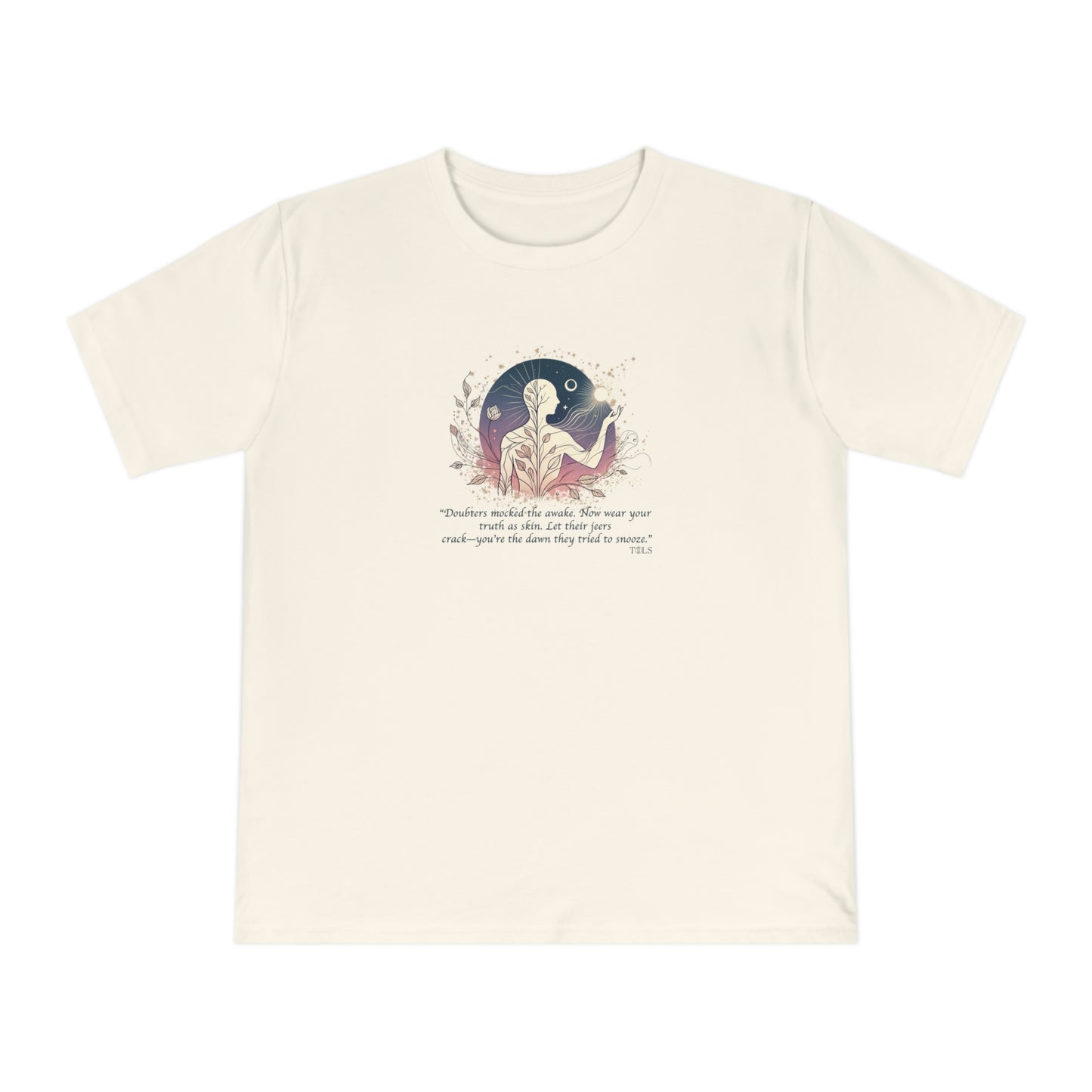 Sleepless Light Unisex T‑Shirt Ecru by TOLS – ethically made from organic cotton.