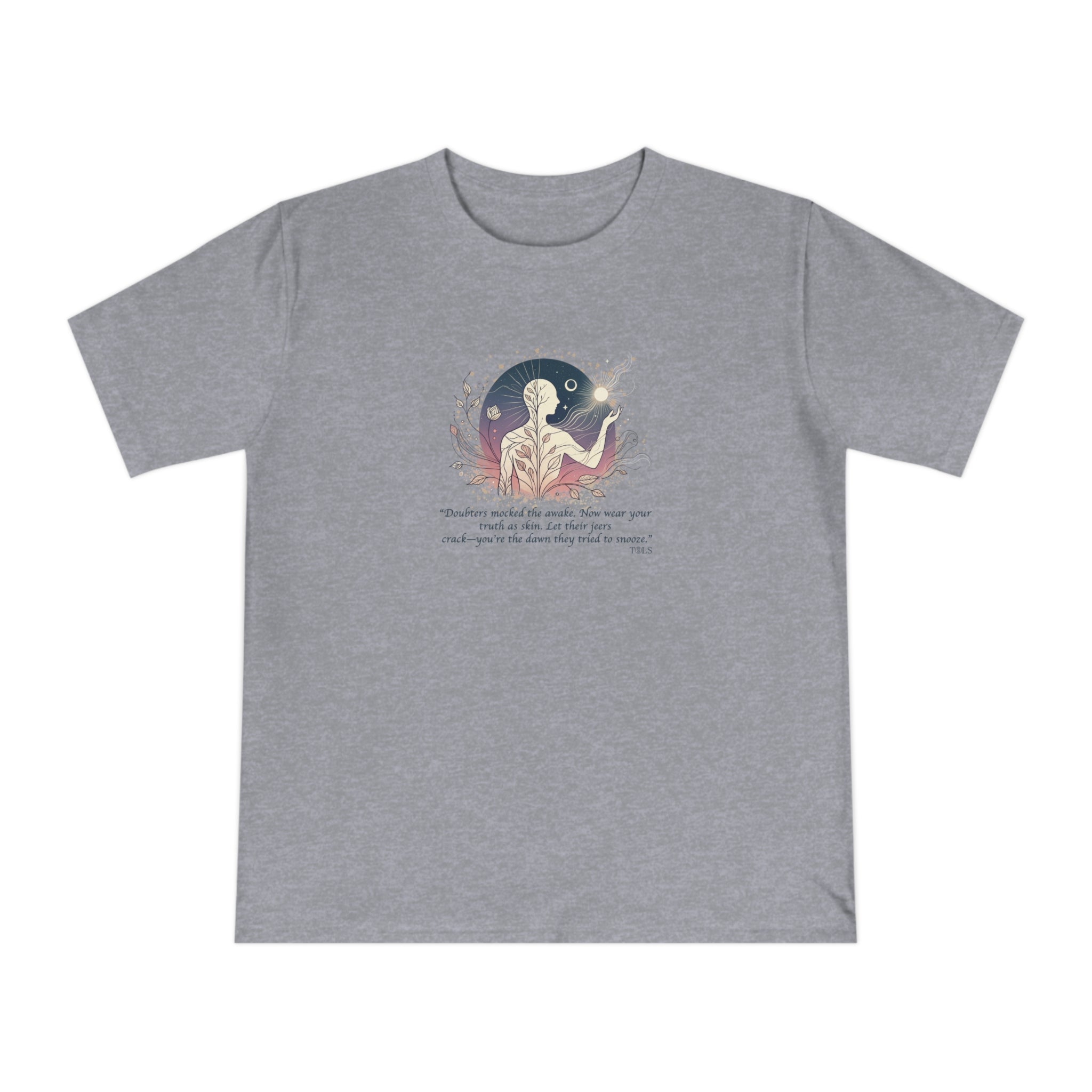 Sleepless Light Unisex T‑Shirt Melange Grey by TOLS – ethically made from organic cotton.