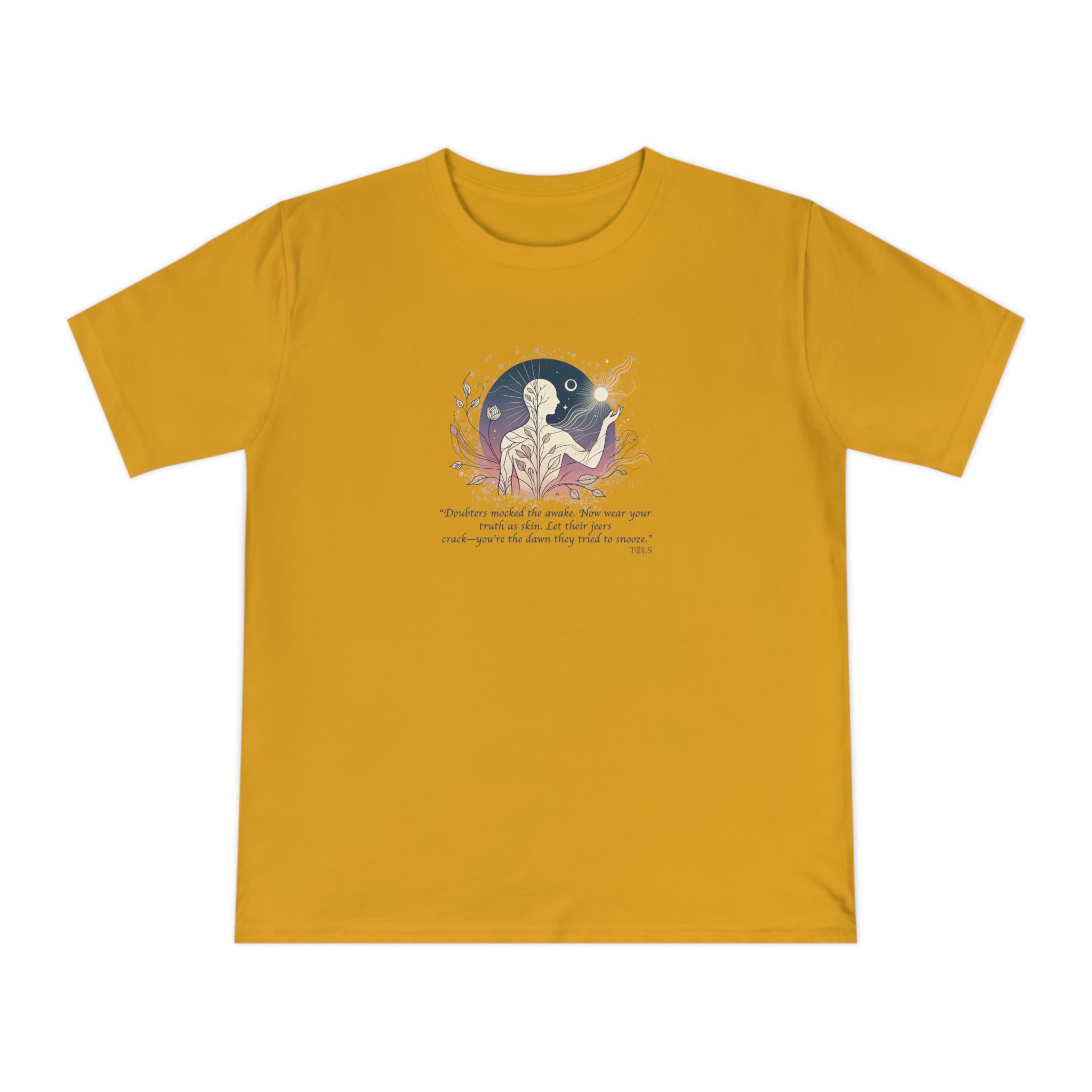 Sleepless Light Unisex T‑Shirt Mango by TOLS – ethically made from organic cotton.