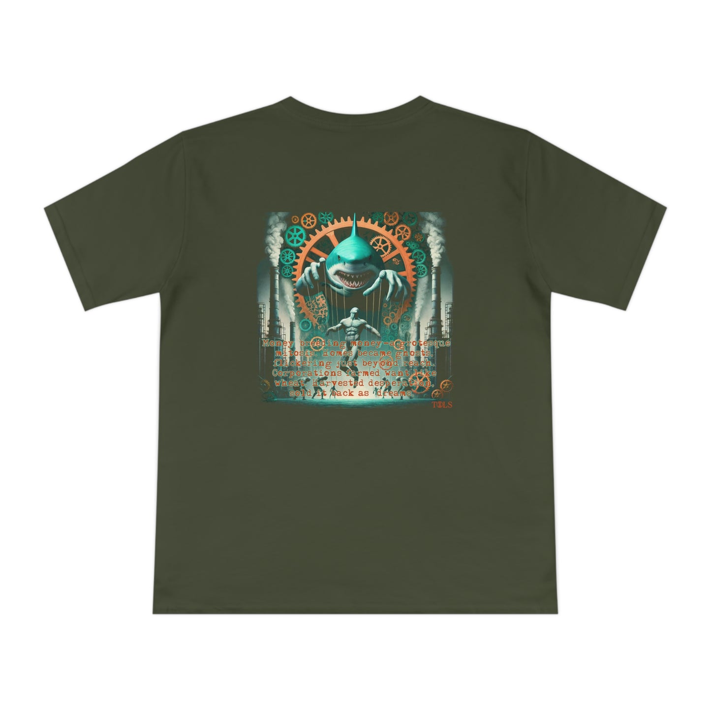 Harvested Hunger Unisex T‑Shirt Moss Green by TOLS – ethically made from organic cotton.