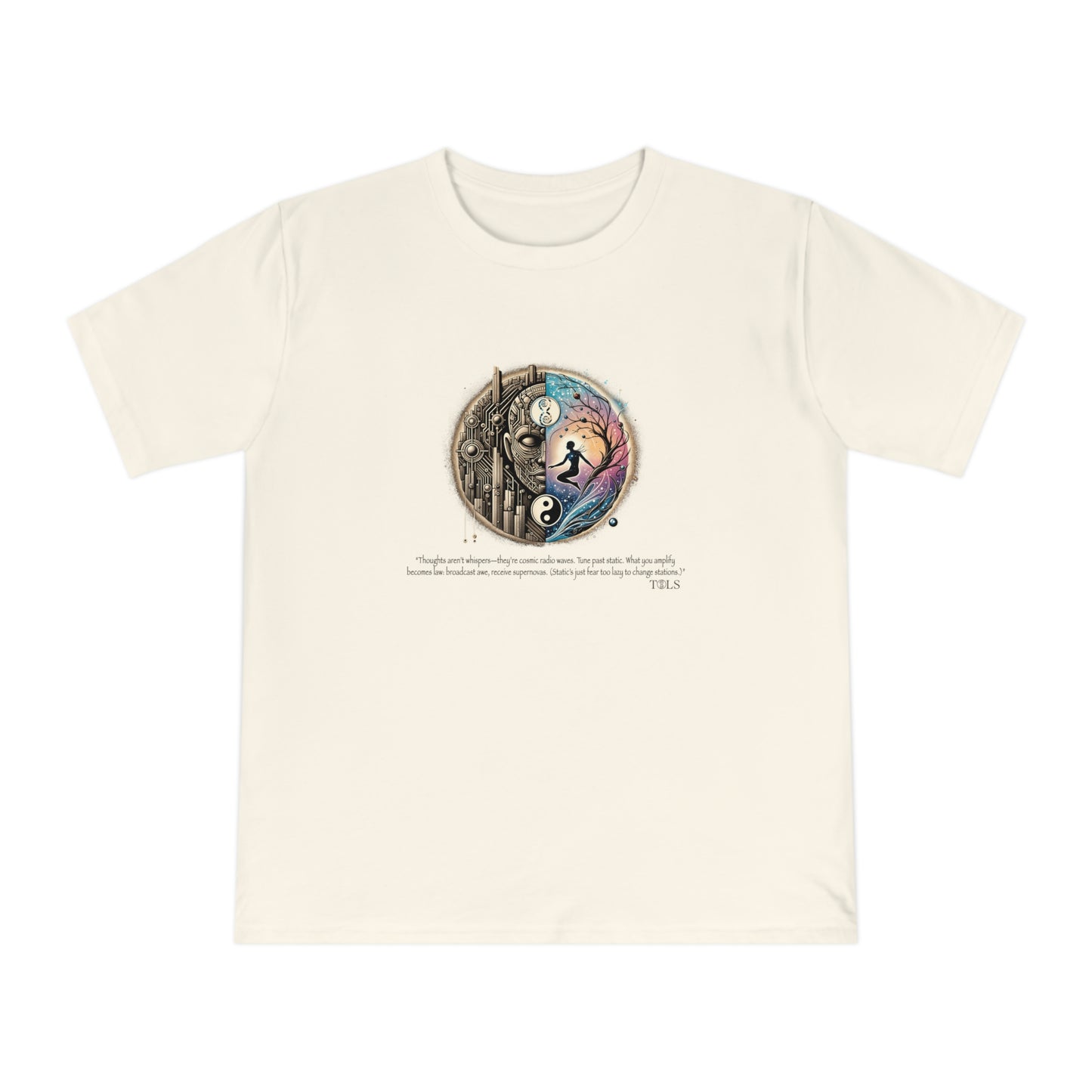 Broadcast Awe Unisex T‑Shirt Ecru by TOLS – ethically made from organic cotton.