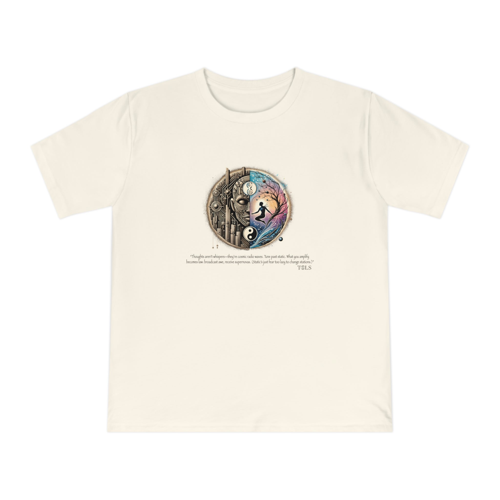 Broadcast Awe Unisex T‑Shirt Ecru by TOLS – ethically made from organic cotton.