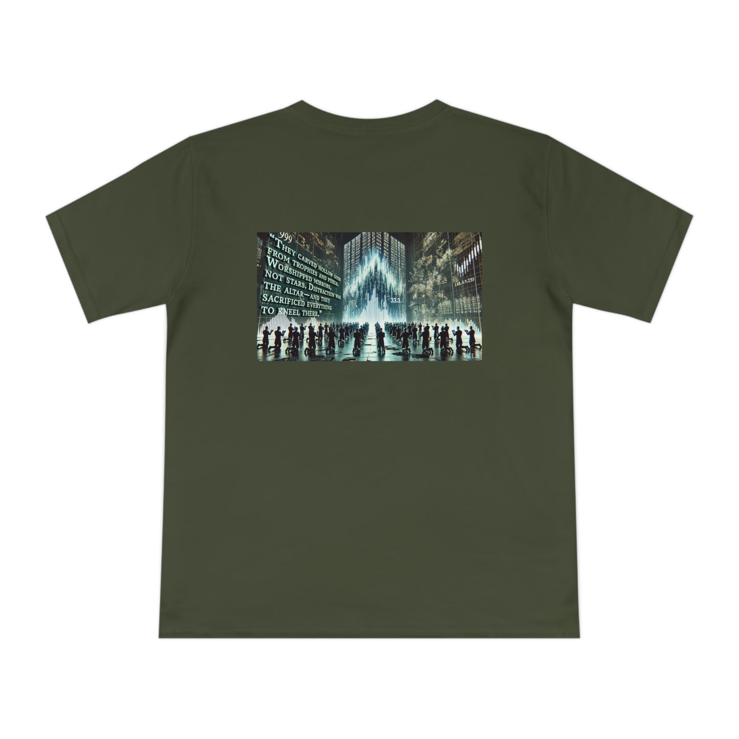 Altars of Distraction Unisex T‑Shirt Moss Green by TOLS – ethically made from organic cotton.