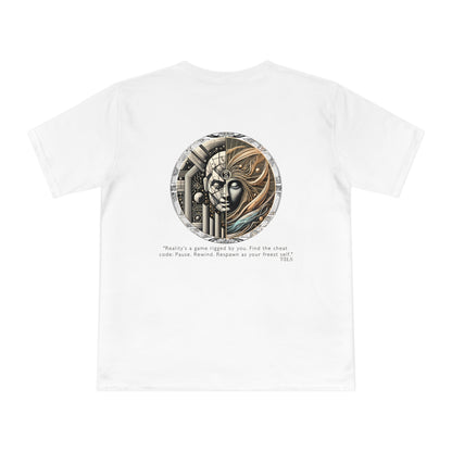 Quantum Respawn Unisex T‑Shirt White by TOLS – ethically made from organic cotton.