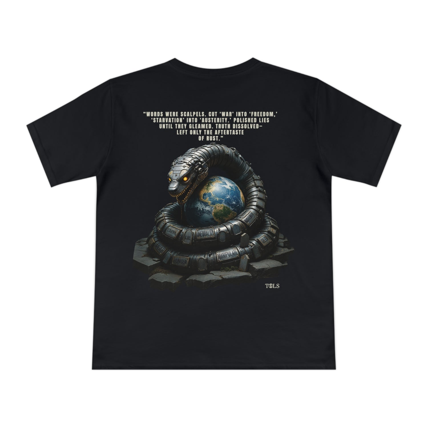 Rust-Tongued Unisex T‑Shirt Black by TOLS – ethically made from organic cotton.