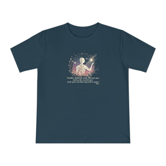 Sleepless Light Unisex T‑Shirt Denim Blue by TOLS – ethically made from organic cotton.