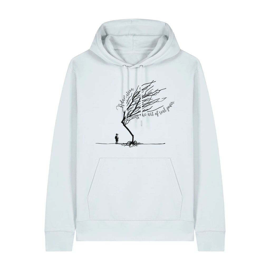 Unisex Heavyweight Organic Hoodie Blue Ice front Bend Not Break