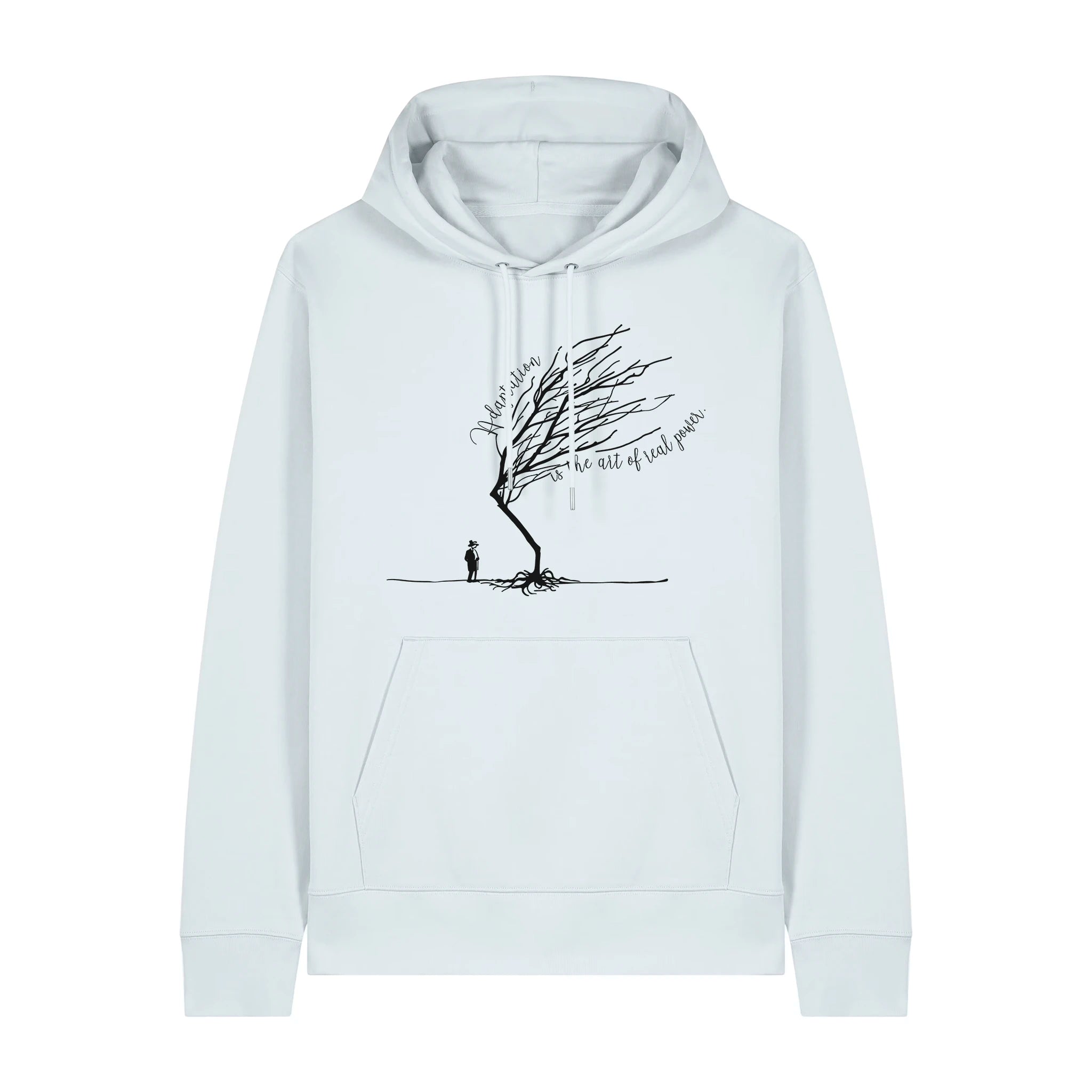 Unisex Heavyweight Organic Hoodie Blue Ice front Bend Not Break