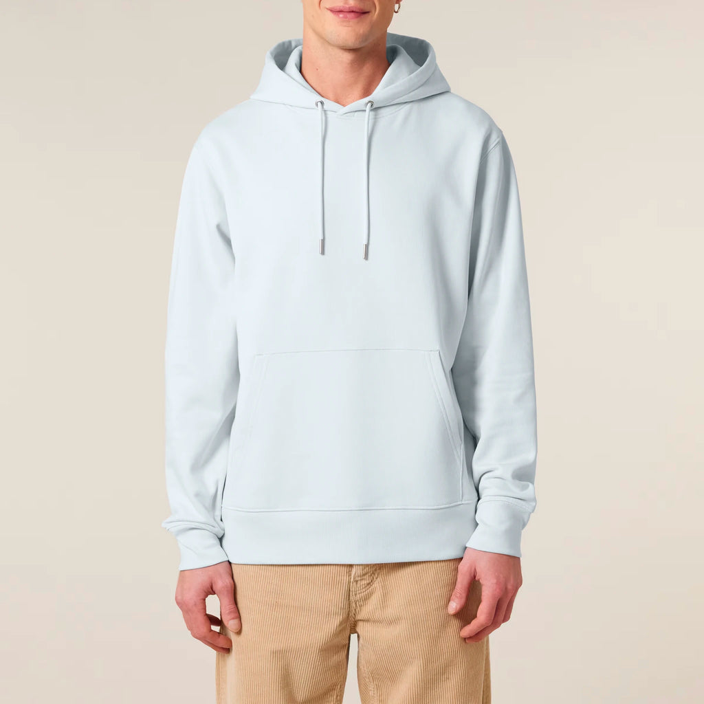 Unisex Heavyweight Organic Hoodie Blue Ice model male front No Limits