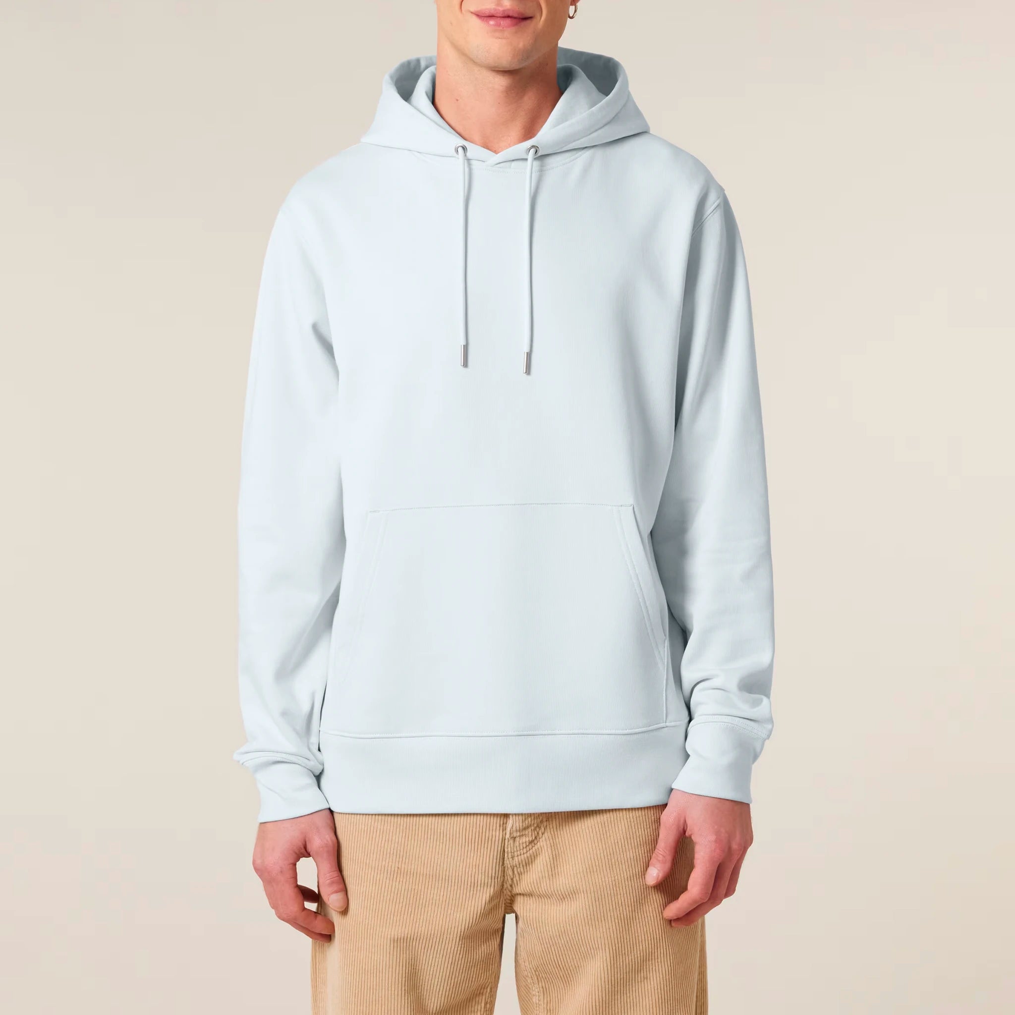 Unisex Heavyweight Organic Hoodie Blue Ice model male front No Limits