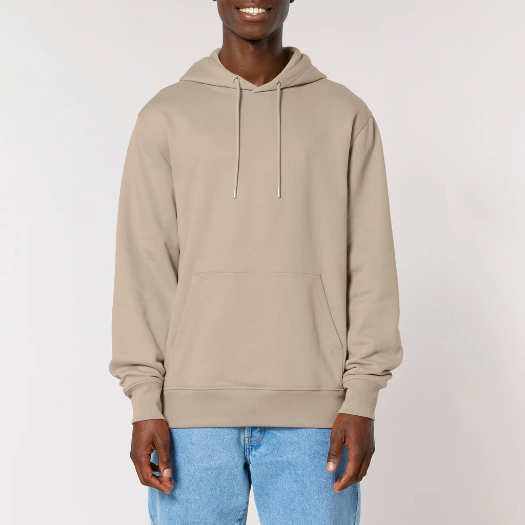 Unisex Heavyweight Organic Hoodie Desert Dust model male front Control Tool