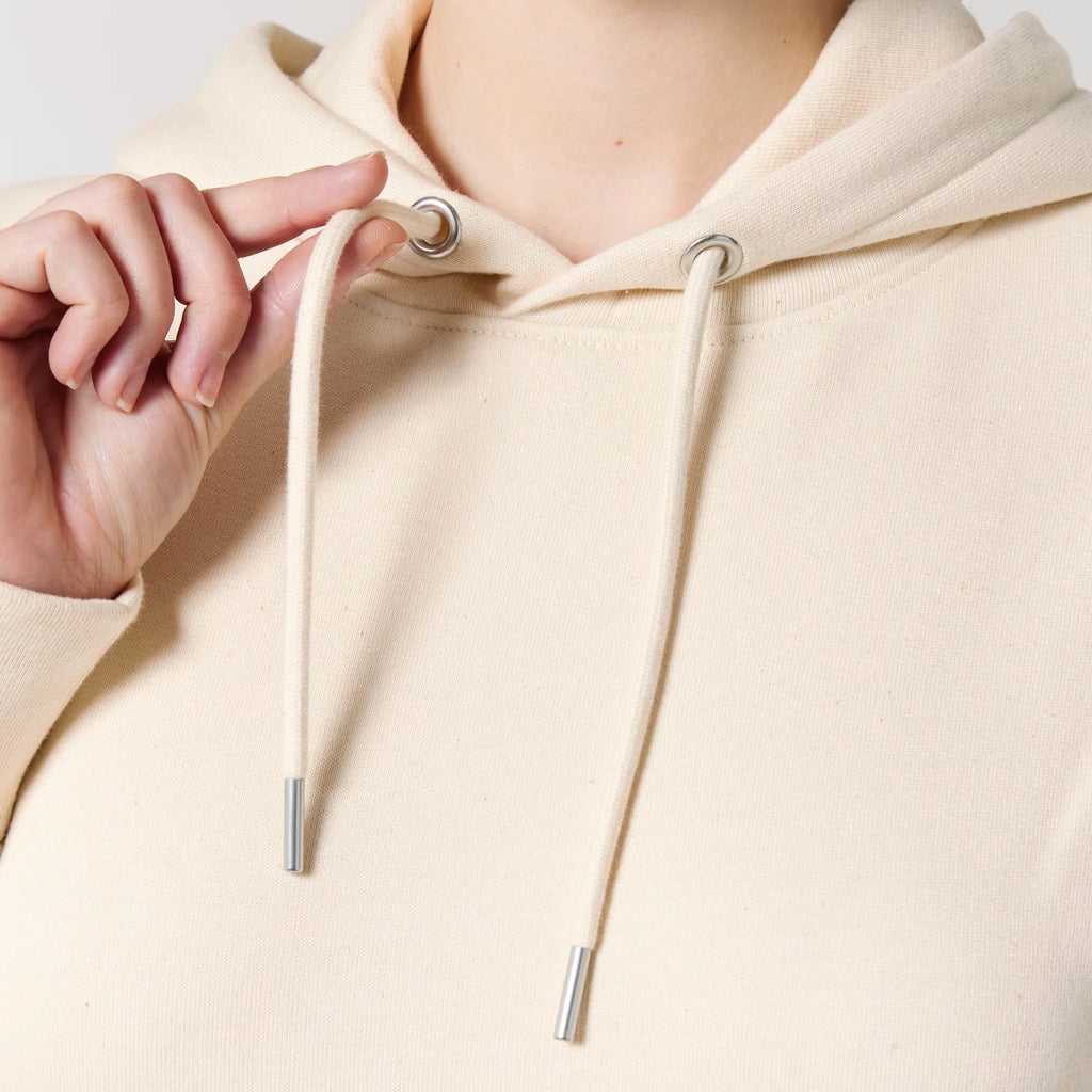 Unisex Heavyweight Organic Hoodie Natural Raw drawcords model Always Been