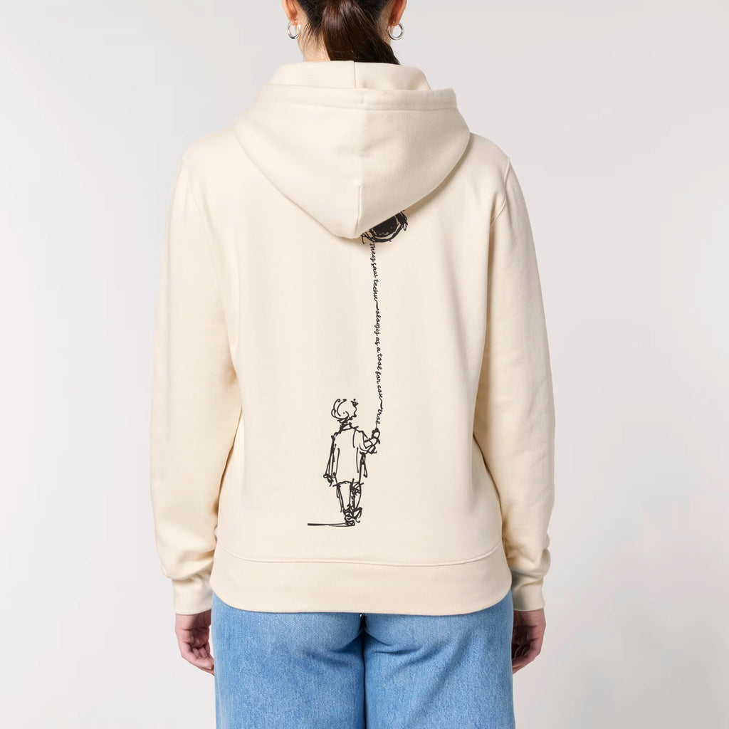 Unisex Heavyweight Organic Hoodie Natural Raw model female back Control Tool