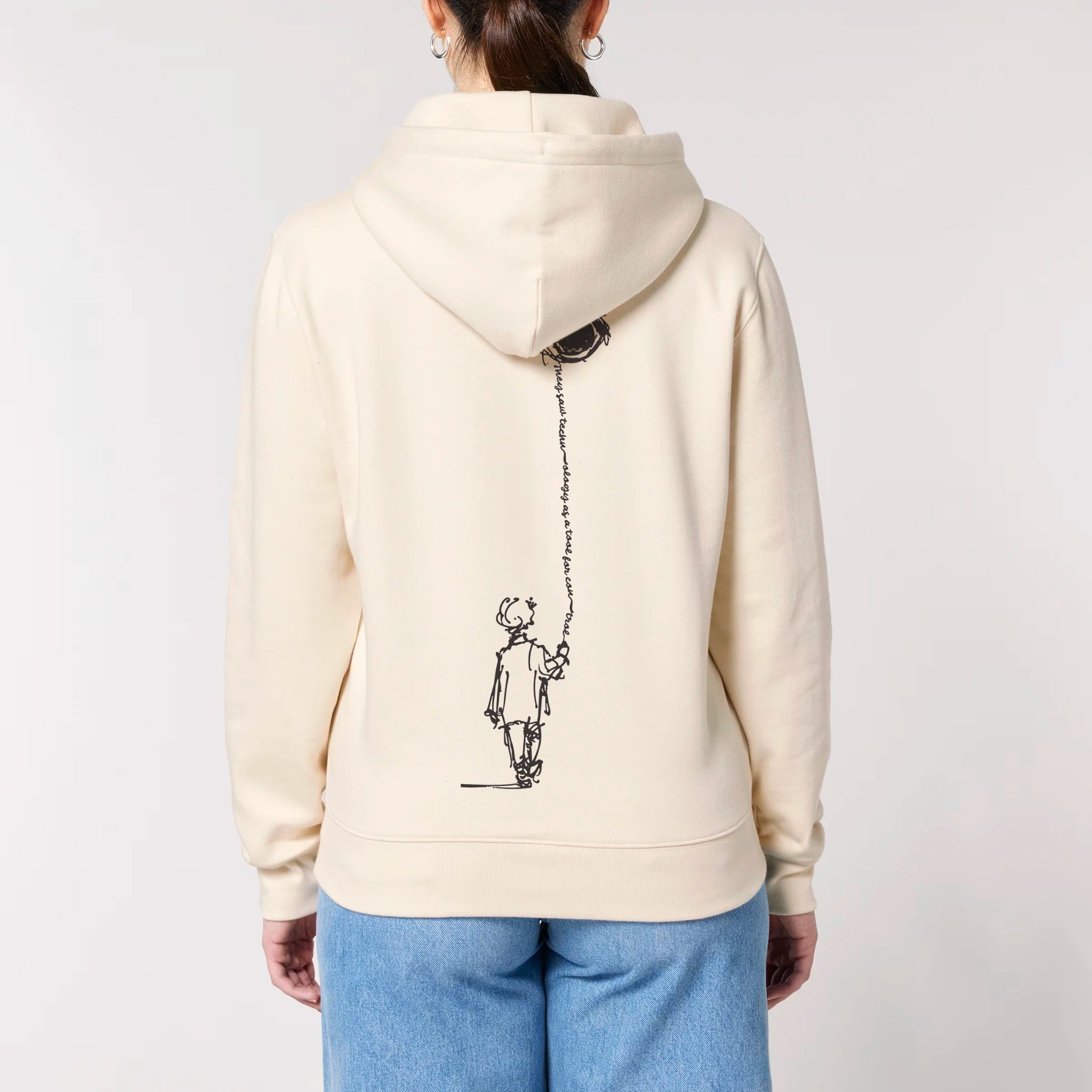 Unisex Heavyweight Organic Hoodie Natural Raw model female back Control Tool