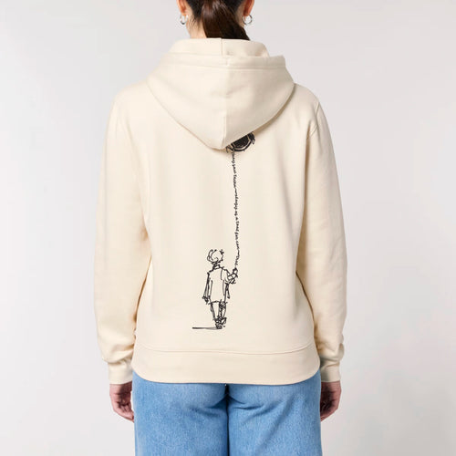 Unisex Heavyweight Organic Hoodie Natural Raw model female back Control Tool