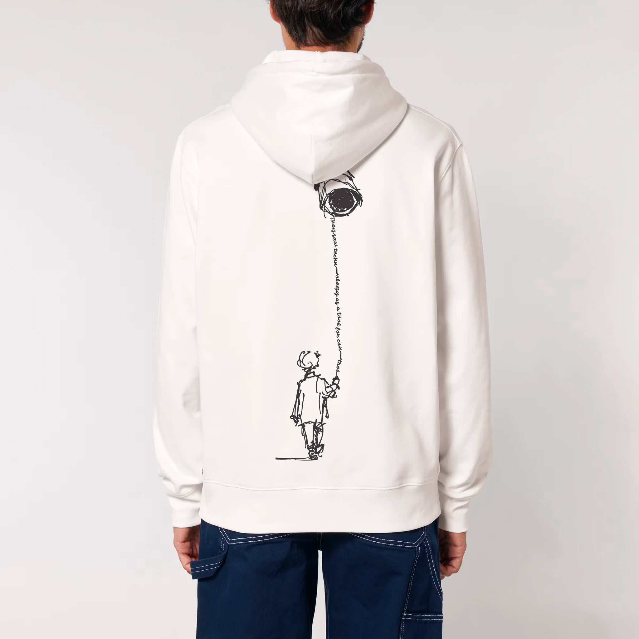 Unisex Heavyweight Organic Hoodie Off-white model male back Control Tool