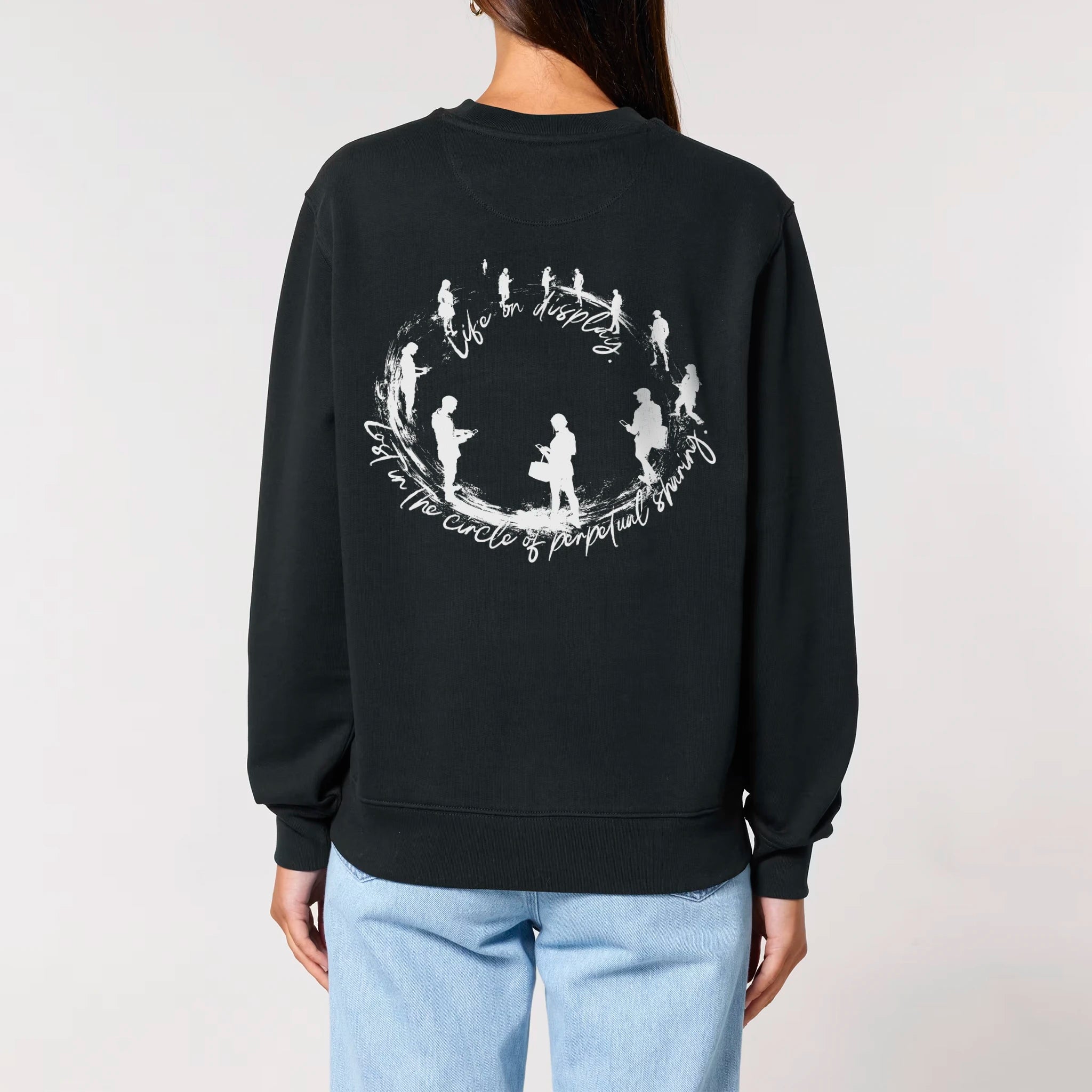 Unisex Heavyweight Organic Sweatshirt Black model female back Life on Display