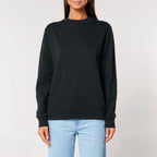 Unisex Heavyweight Organic Sweatshirt Black model female front Life on Display