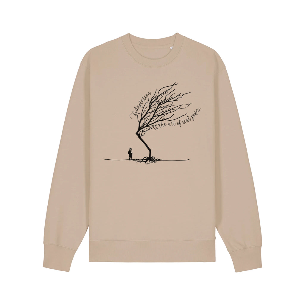 Unisex Heavyweight Organic Sweatshirt Desert Dust front Bend Not Break