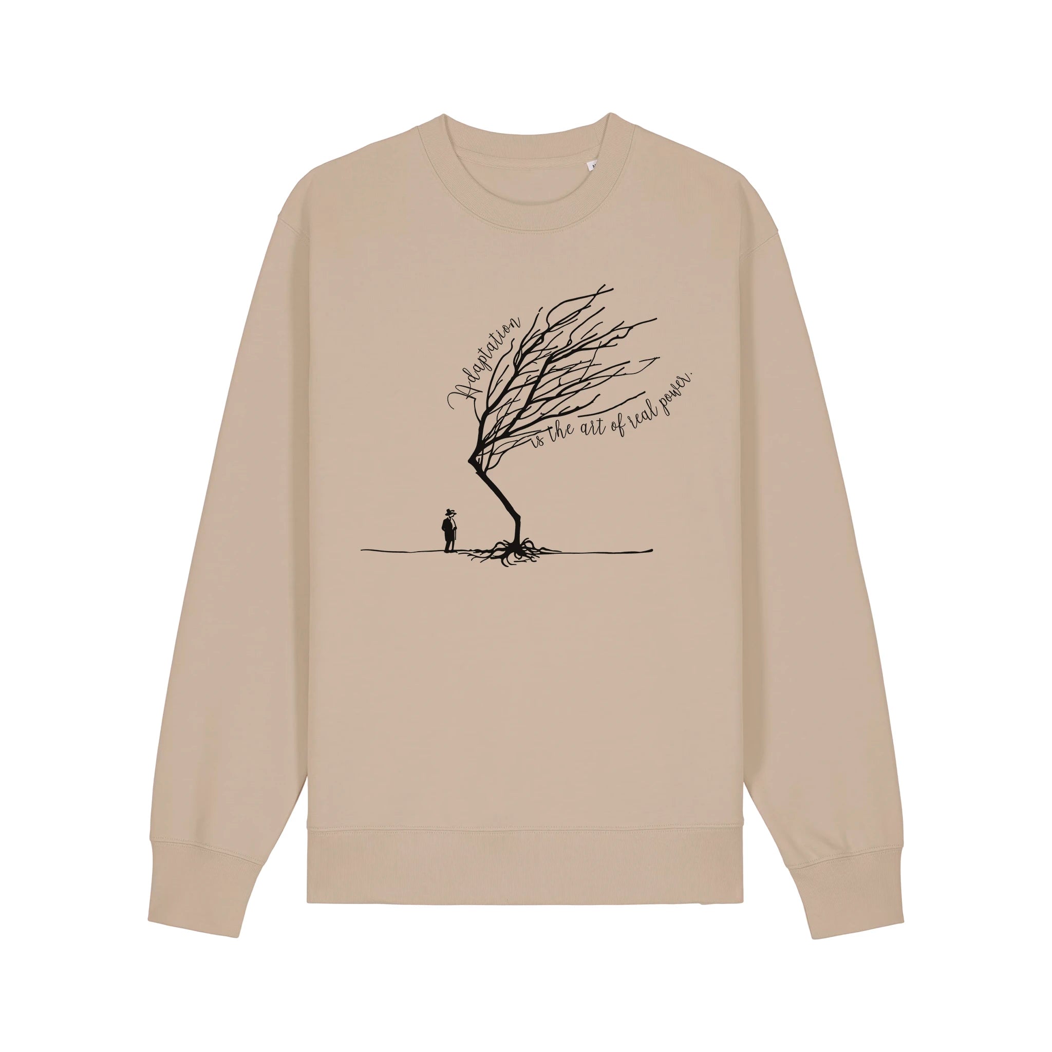 Unisex Heavyweight Organic Sweatshirt Desert Dust front Bend Not Break