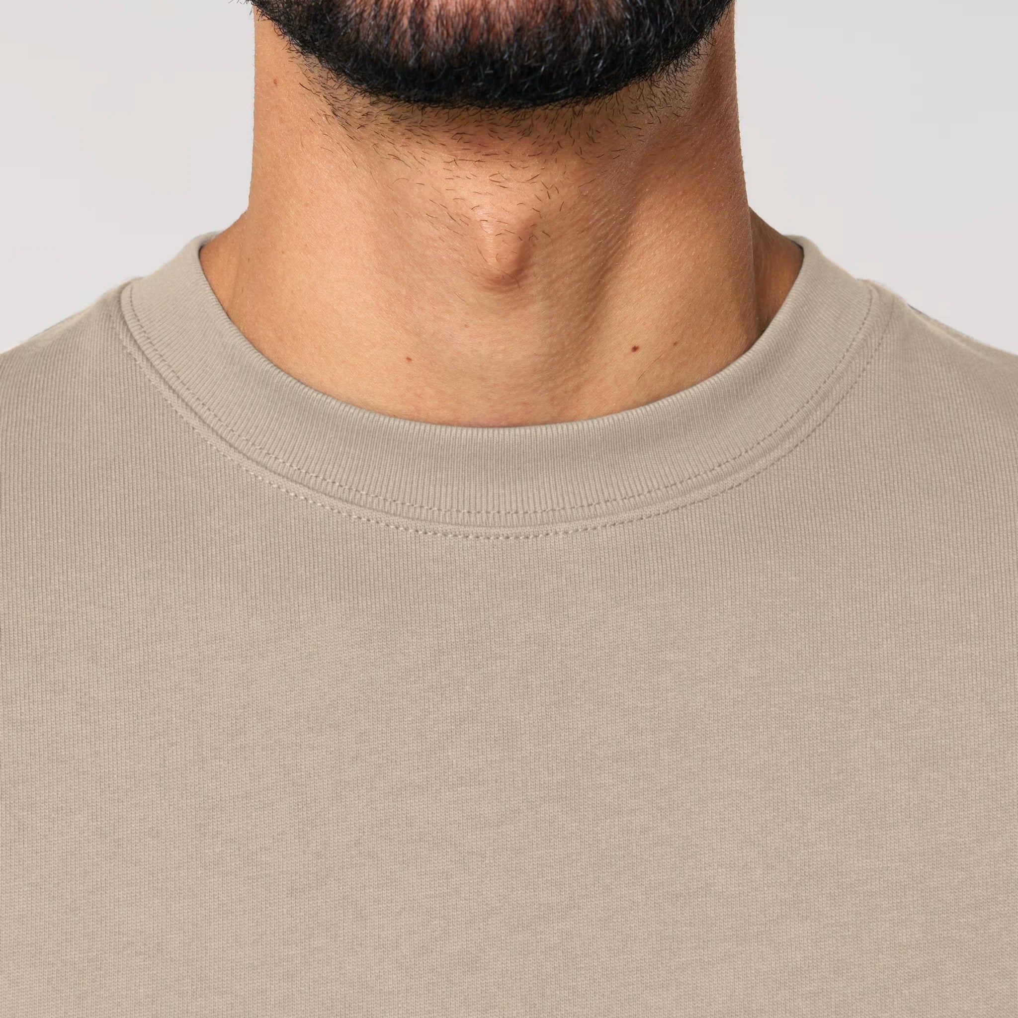 Unisex Heavyweight Organic Sweatshirt Desert Dust neck model Bend Not Break