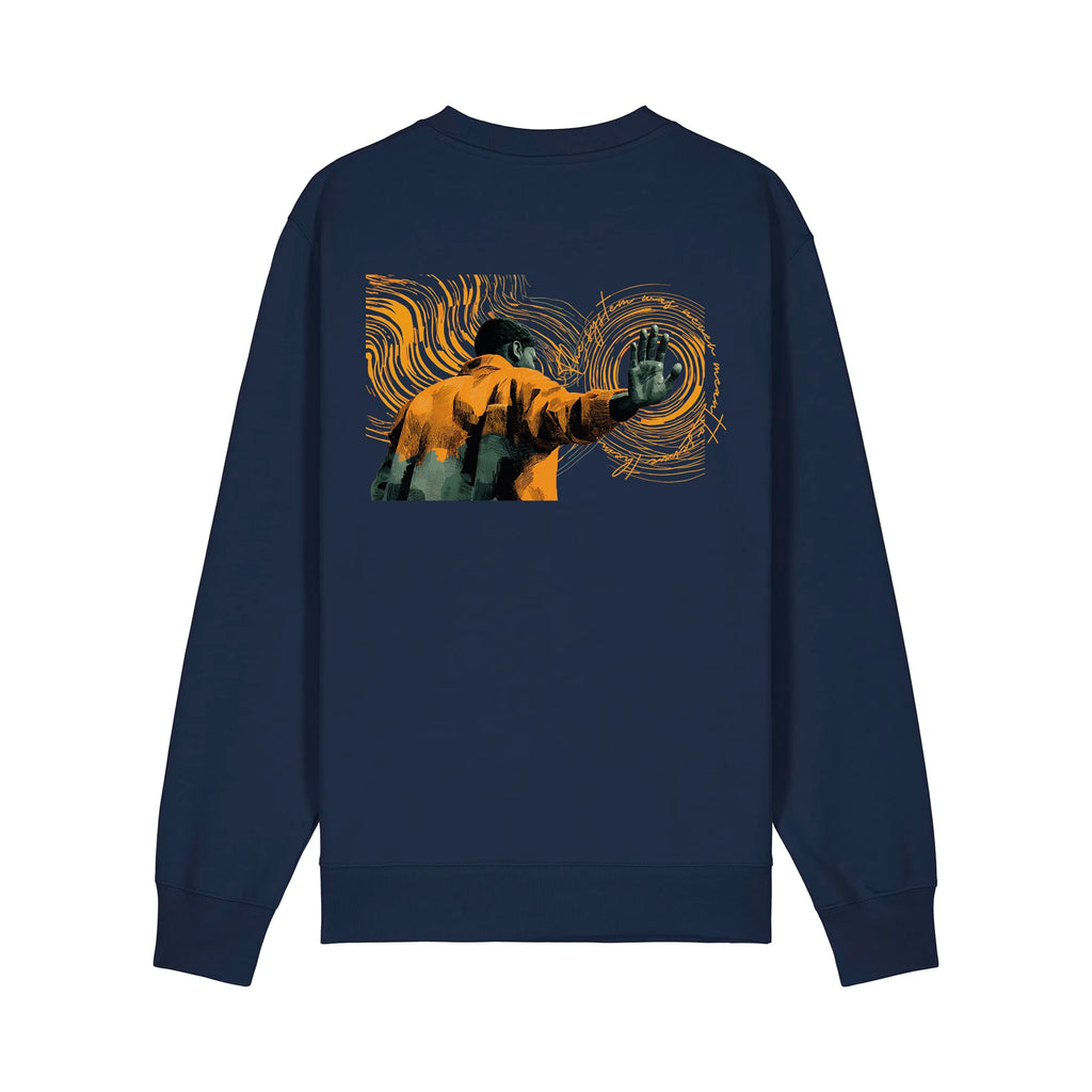 Unisex Heavyweight Organic Sweatshirt French Navy back Hollow System