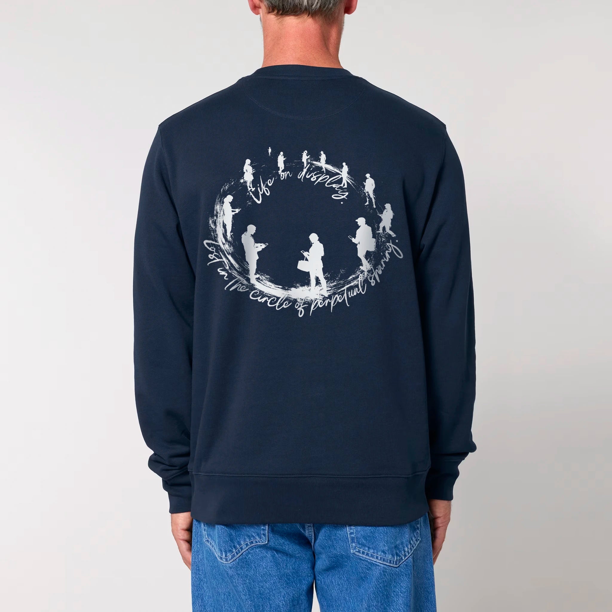 Unisex Heavyweight Organic Sweatshirt French Navy model male back Life on Display