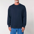 Unisex Heavyweight Organic Sweatshirt French Navy model male front Hollow System