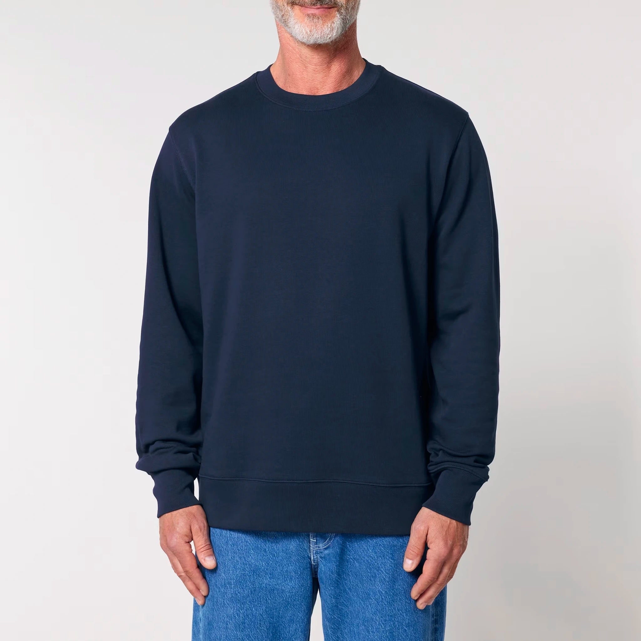 Unisex Heavyweight Organic Sweatshirt French Navy model male front Hollow System