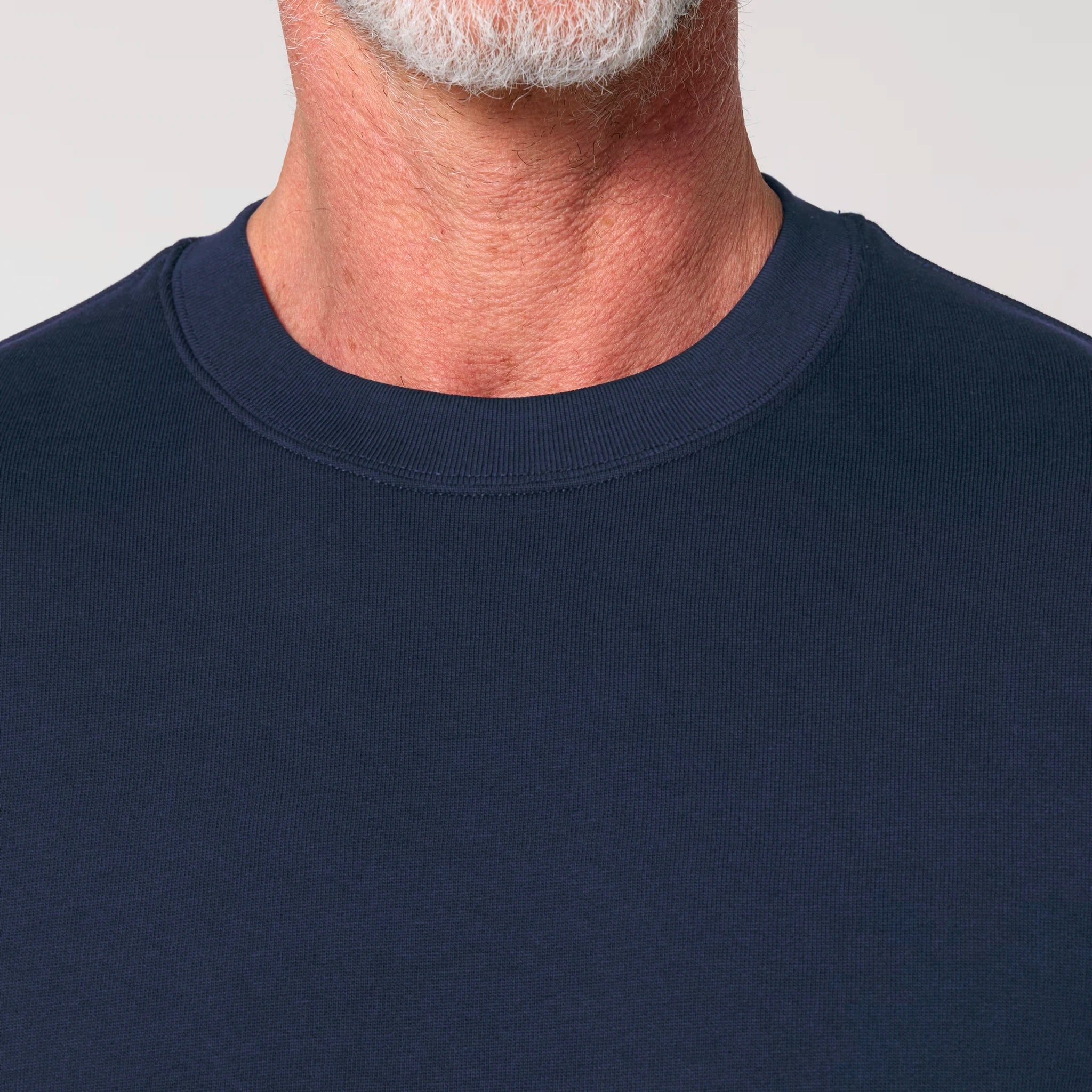 Unisex Heavyweight Organic Sweatshirt French Navy neck model Hollow System