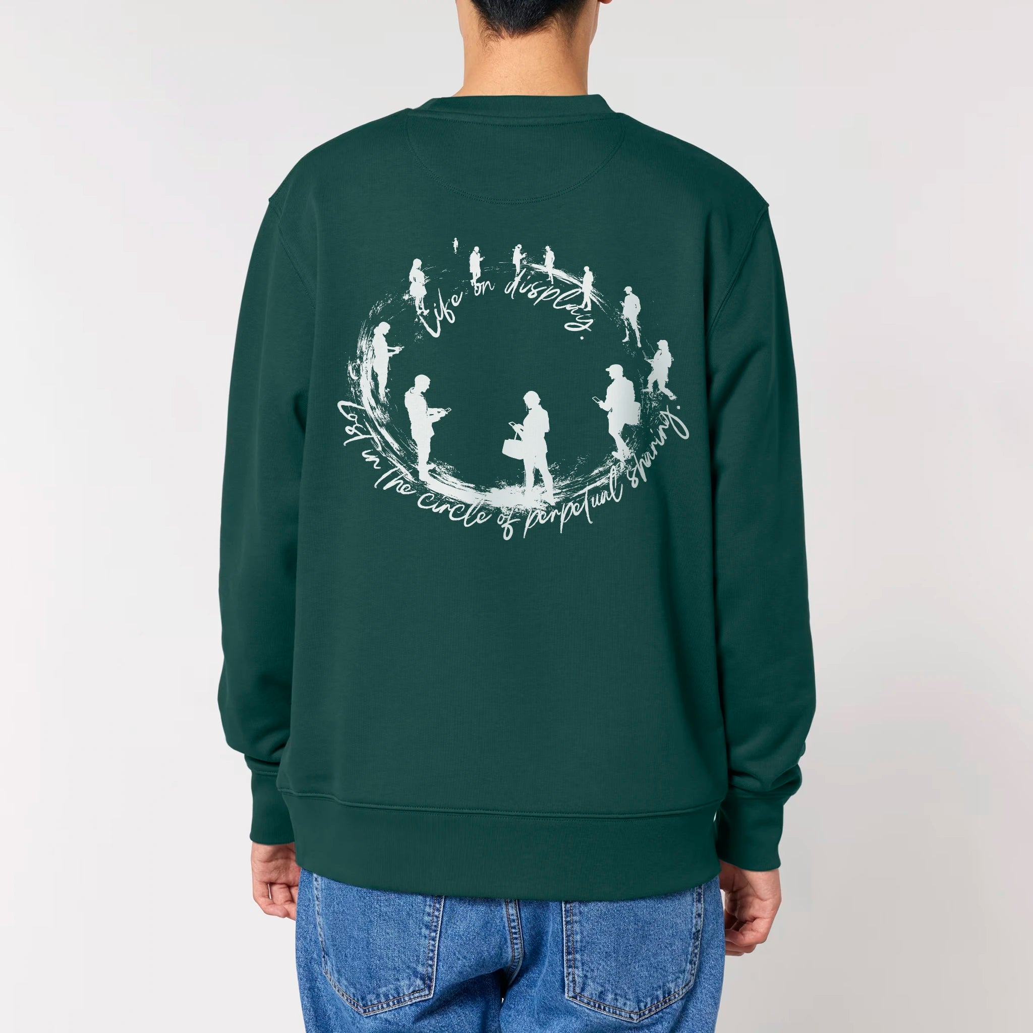 Unisex Heavyweight Organic Sweatshirt Glazed Green model male back Life on Display