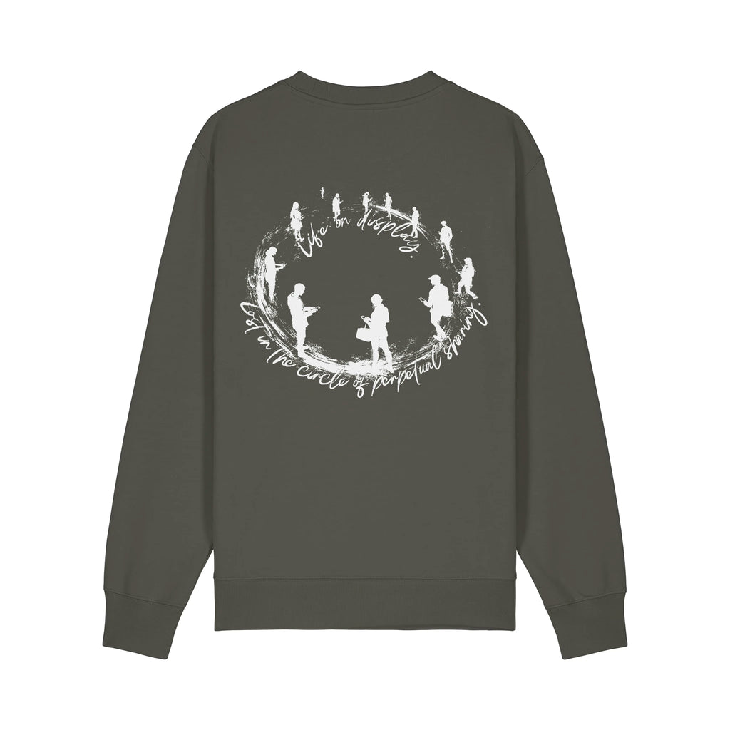 Unisex Heavyweight Organic Sweatshirt Khaki back Life on Display