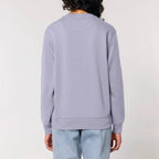 Unisex Heavyweight Organic Sweatshirt Lavender model female back Meaningful Life