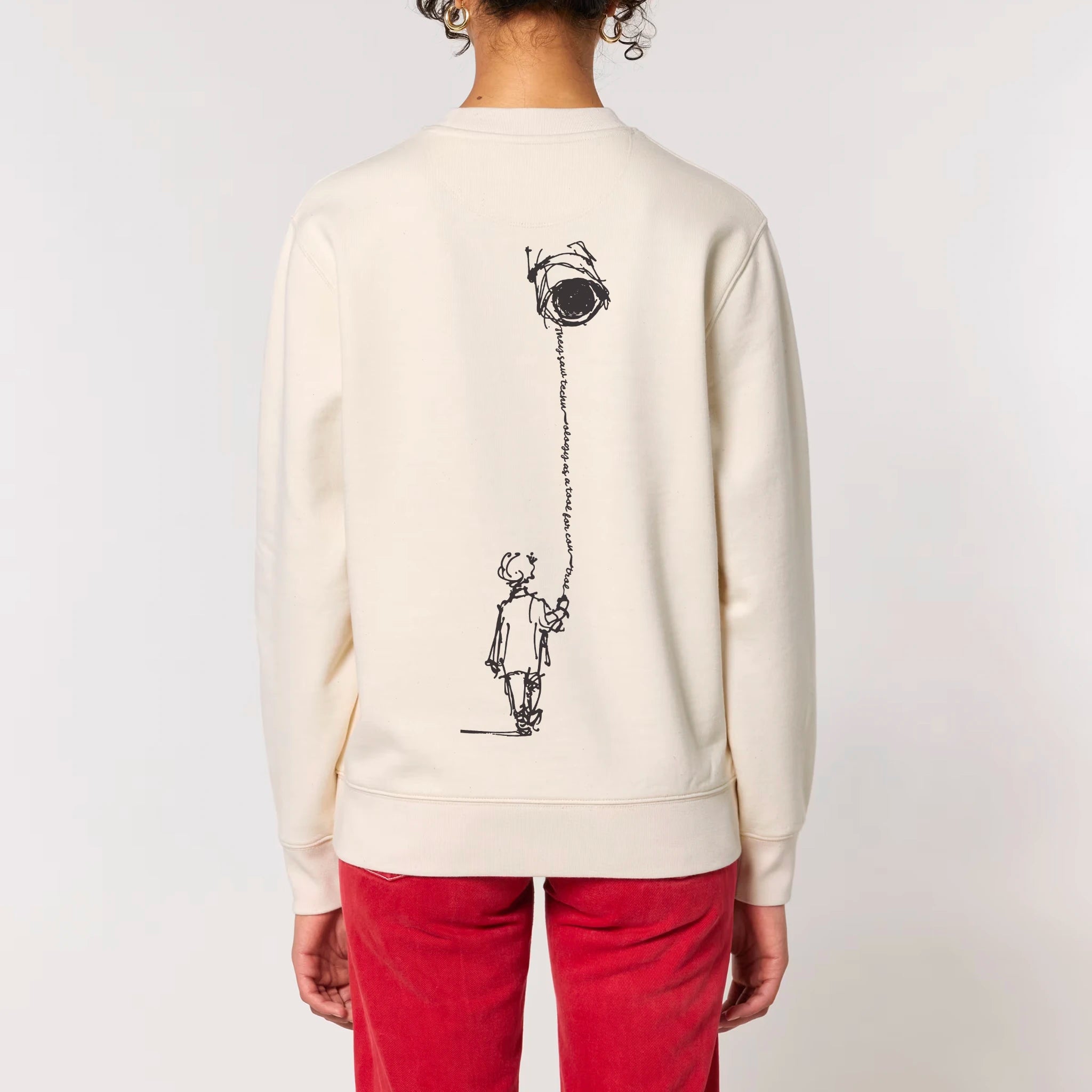 Unisex Heavyweight Organic Sweatshirt Natural Raw model female back Control Tool