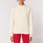 Unisex Heavyweight Organic Sweatshirt Natural Raw model female front Control Tool