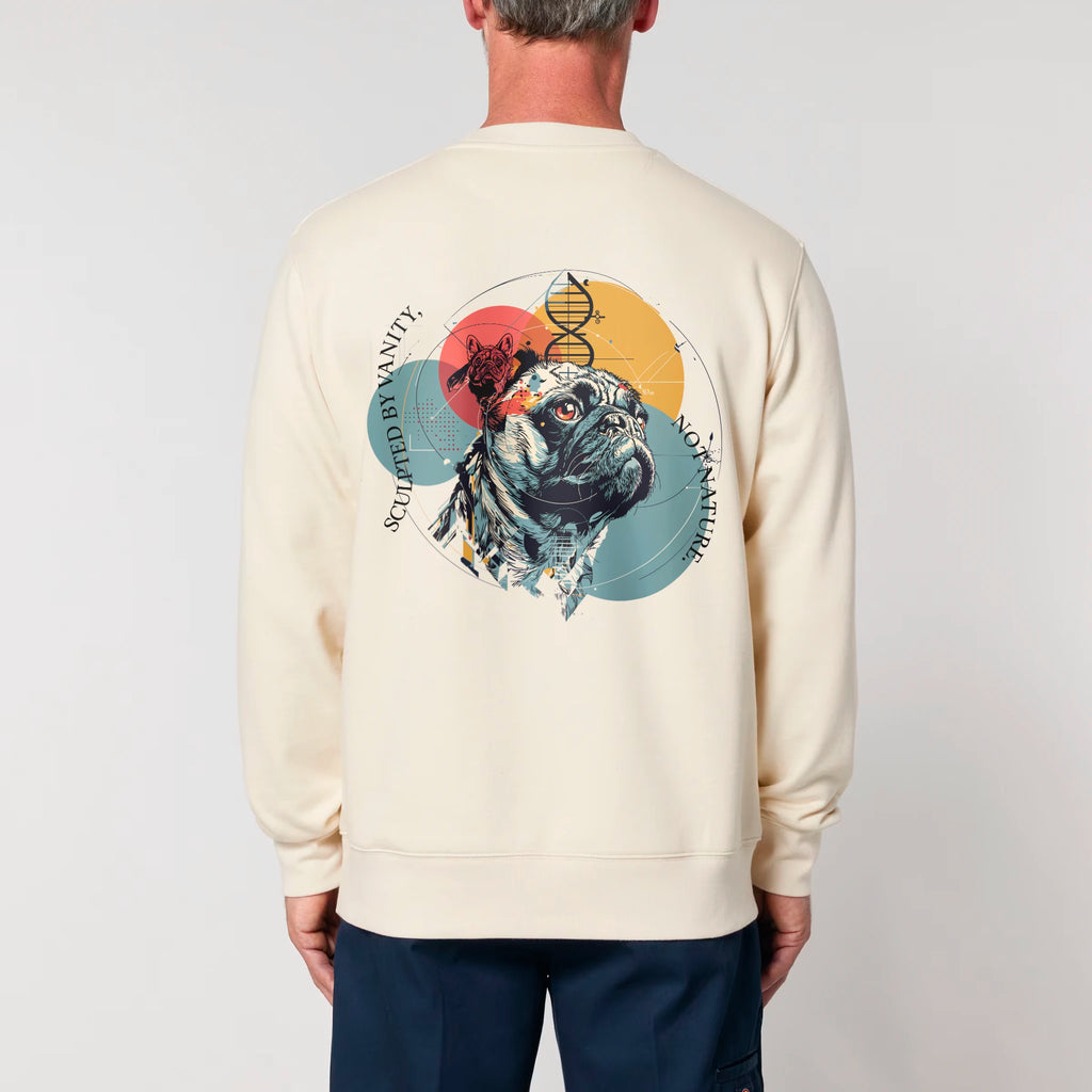 Unisex Heavyweight Organic Sweatshirt Natural Raw model male back Vaniform