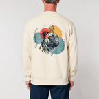 Unisex Heavyweight Organic Sweatshirt Natural Raw model male back Vaniform