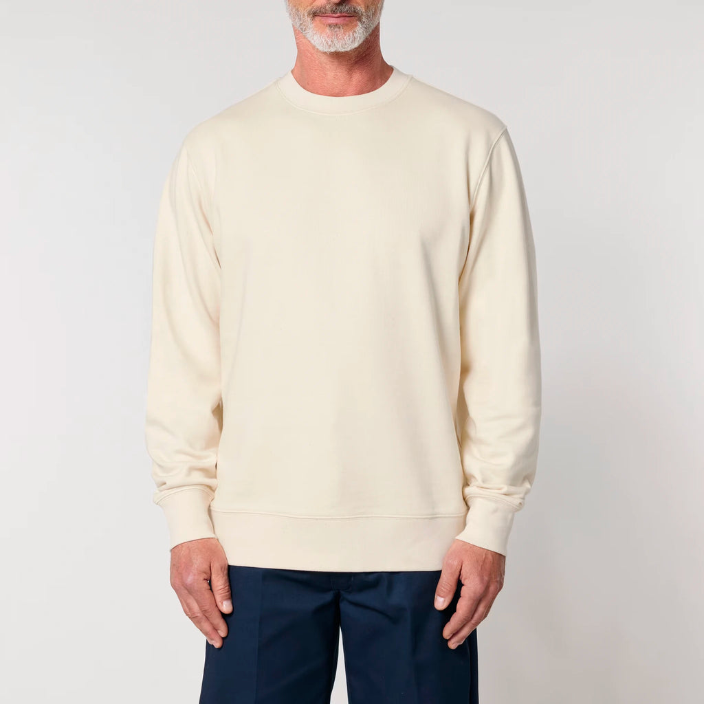 Unisex Heavyweight Organic Sweatshirt Natural Raw model male front Inner Truth