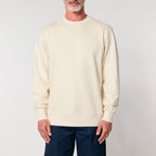 Unisex Heavyweight Organic Sweatshirt Natural Raw model male front Vaniform