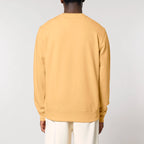 Unisex Heavyweight Organic Sweatshirt Nispero model male back Bend Not Break