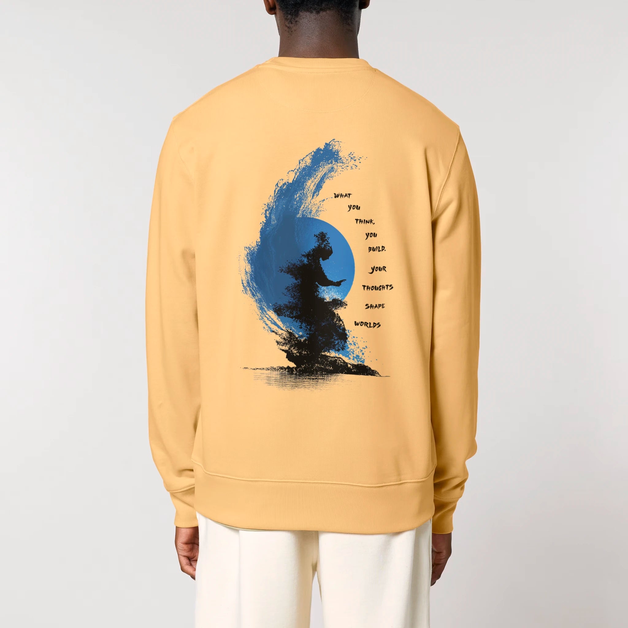 Unisex Heavyweight Organic Sweatshirt Nispero model male back No Limits