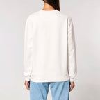 Unisex Heavyweight Organic Sweatshirt Off-white model female back Conscious Creator