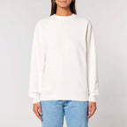 Unisex Heavyweight Organic Sweatshirt Off-white model female front Vaniform